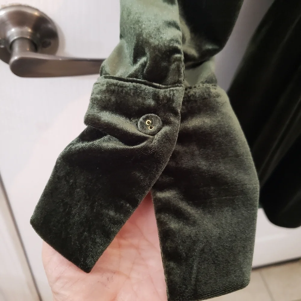 Fashion Nova Dark Green Velvet Long Sleeve Dress